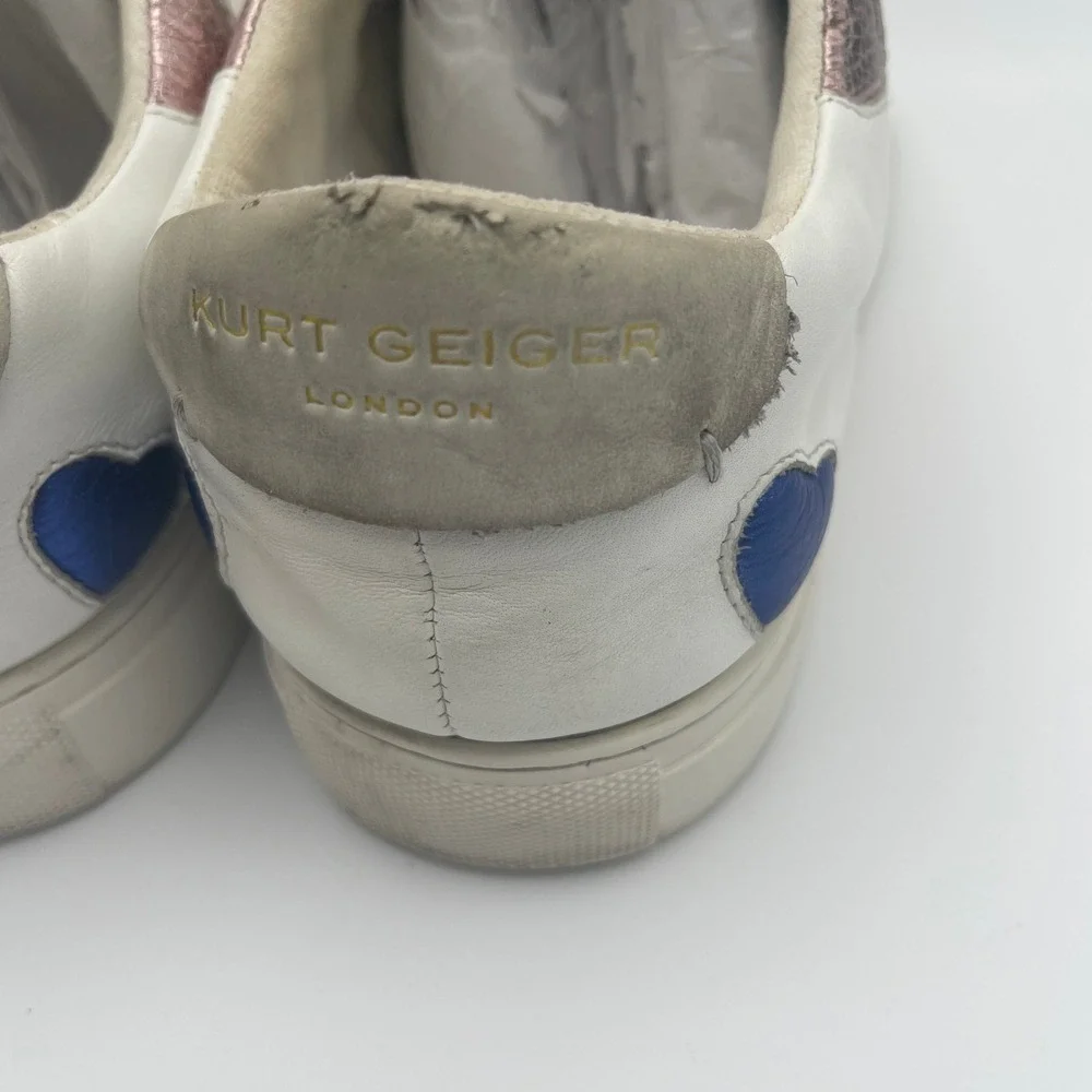 Kurt Geiger London Lane Euro 42 Love White Multicolor Puffy Hearts Sneakers